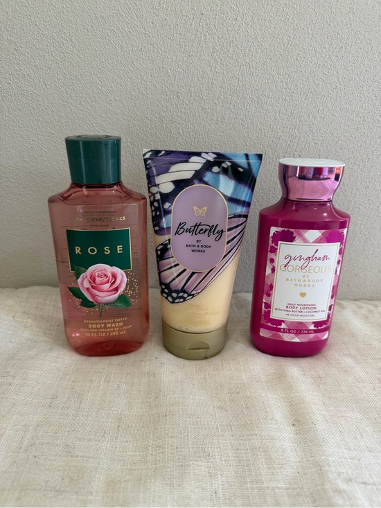 Bath & Body Works Other - Bath & Body Works Rose Butterfly Gingham Body Care Set NWT